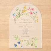 Moderne Acryl Wildflower Huwelijksuitnodiging Acryl Uitnodigingen (Voorkant)