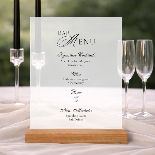 Moderne Acrylaat Bar Menu Trouwbord Acryl Bord