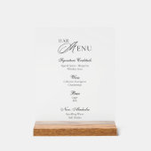 Moderne Acrylaat Bar Menu Trouwbord Acryl Bord (Voorkant)
