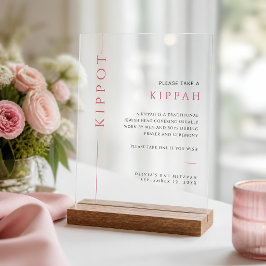 Moderne Acrylaat Roze Bat Mitzvah Kippah Bord