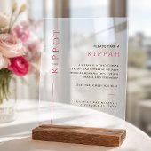 Moderne Acrylaat Roze Bat Mitzvah Kippah Bord