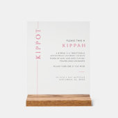 Moderne Acrylaat Roze Bat Mitzvah Kippah Bord (Voorkant)