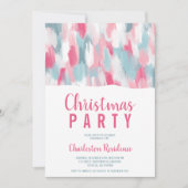 Moderne acrylborstels roze blauwe kerst kaart (Voorkant)