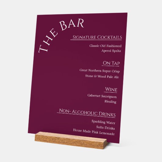 Moderne Acrylique Trouwbar Menu Bord | Bewerkbaar (Hoek)