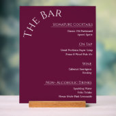Moderne Acrylique Trouwbar Menu Bord | Bewerkbaar (Neutraal)