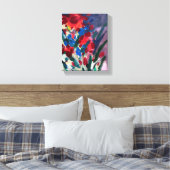 Moderne acrylschildering, rode bloemen  canvas afdruk (Insitu (Slaapkamer))