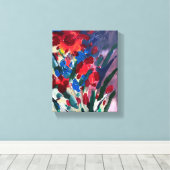 Moderne acrylschildering, rode bloemen  canvas afdruk (Insitu (Houten vloer))