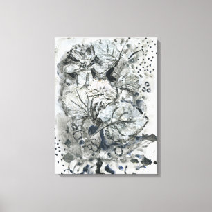 Moderne acrylschilderkunst en natuurlijke bloemen canvas afdruk
