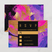 Moderne acrylverf paarse roze goudbruiloft RSVP kaartje (Voorkant / Achterkant)