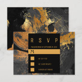 Moderne acrylverfgrijs en goudbruiloft RSVP kaartje (Voorkant / Achterkant)