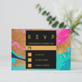 Moderne acrylverven kleurrijke goudbruiloft RSVP kaartje (Staand voorkant)