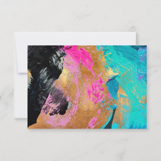 Moderne acrylverven kleurrijke goudbruiloft RSVP kaartje (Achterkant)