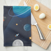 Moderne activiteit in de ruimte in de Melkweg Theedoek (Quarter Fold)