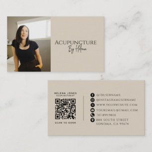 Moderne Acupuncturist Foto QR Code Visitekaartje