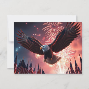 Moderne adelaar en vuurwerk AMERIKA 4 juli Briefkaart