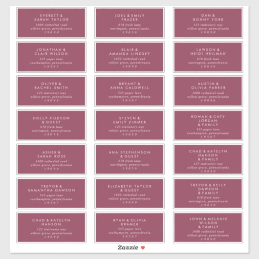 Moderne Adresetiketten voor Roodbruidjes Sticker (Vel)