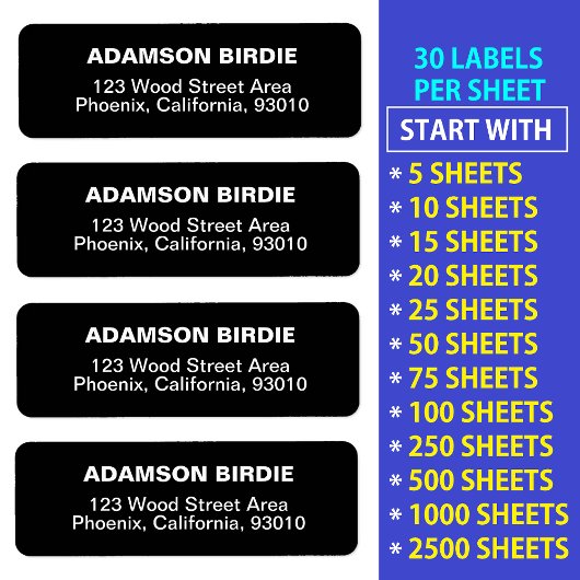 Moderne adresstickers voor post (Zwarte labels) Etiket