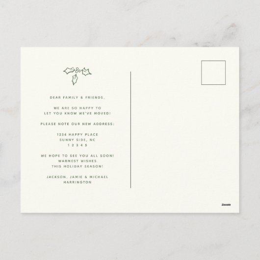 Moderne adreswijziging eenvoudige kerstboomstructu feestdagenkaart (Achterkant)