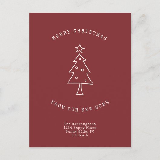 Moderne adreswijziging eenvoudige kerstboomstructu feestdagenkaart (Voorkant)