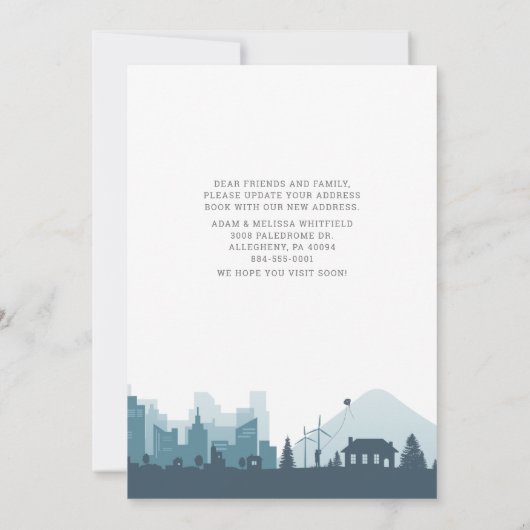 Moderne adreswijziging We hebben Beweging gemaakt Aankondiging (Achterkant)