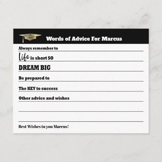 Moderne Advies Wensen Feest Gouden Afstuderen (Voorkant)