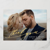 Moderne afbeelding 2 Foto Gold Foil Hartelijk dank Folie Uitnodiging (Voorkant)