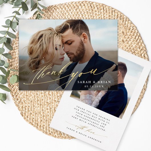 Moderne afbeelding 2 Foto Gold Foil Hartelijk dank Folie Uitnodiging