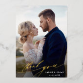 Moderne afbeelding 2 Foto Gold Foil Hartelijk dank Folie Uitnodiging (Voorkant)