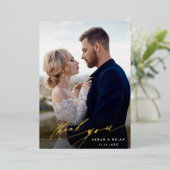 Moderne afbeelding 2 Foto Gold Foil Hartelijk dank Folie Uitnodiging (Staand Voorkant)