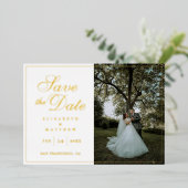 Moderne Afbeelding bruiloft bewaart de datum Folie Uitnodiging (Staand Voorkant)