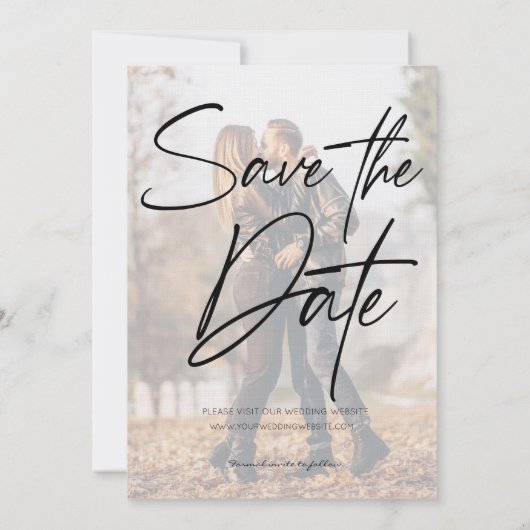 Moderne Afbeelding Collage Black Save The Date (Achterkant)