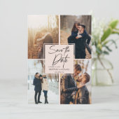 Moderne Afbeelding Collage Blush Pink Save The Date (Staand voorkant)