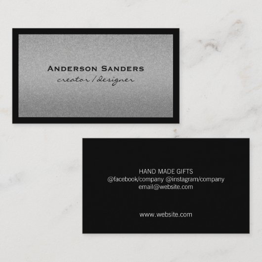 Moderne afbeelding- en zwarte grens visitekaartje (Voorkant / Achterkant)