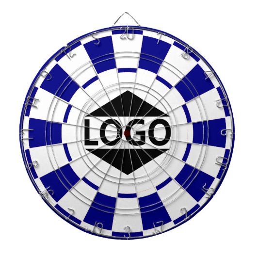 Moderne afbeelding met logo op blauw en wit dartbord (Voorkant)