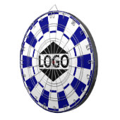 Moderne afbeelding met logo op blauw en wit dartbord (Voorkant Rechts)
