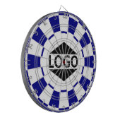 Moderne afbeelding met logo op blauw en wit dartbord (Voorkant Links)