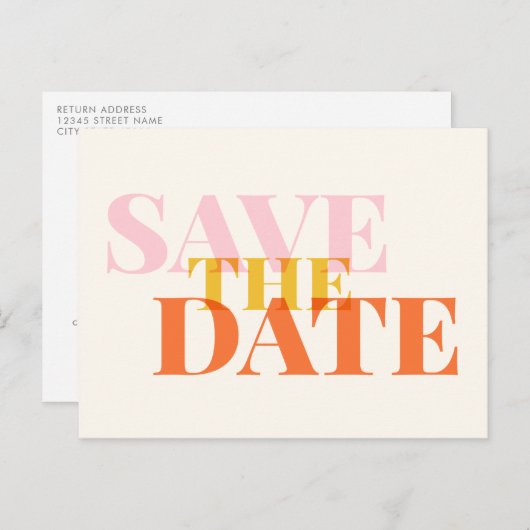 Moderne afbeelding Roze geel met Typografie Sparen Briefkaart (Voorkant / Achterkant)