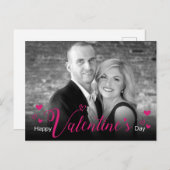 Moderne afbeelding roze script hoort zwarte witte  feestdagenkaart (Voorkant / Achterkant)