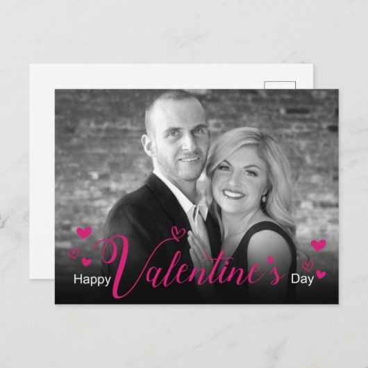 Moderne afbeelding roze script hoort zwarte witte  feestdagenkaart (Voorkant / Achterkant)