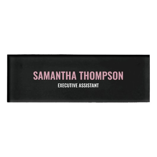 Moderne afbeelding roze, wit en zwart naambadge (Voorkant)