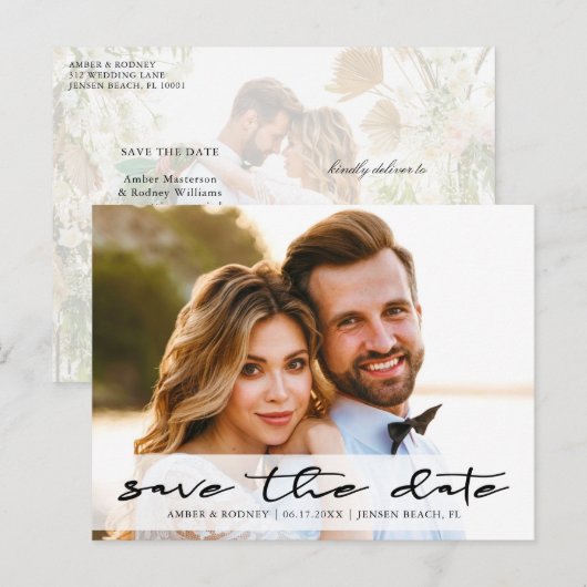 Moderne afbeelding slaat de datum foto op aankondigingskaart (Voorkant / Achterkant)