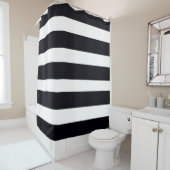 Moderne afbeelding zwart-wit gestreept douchegordijn (In situ)