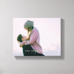 Moderne afdruk fotocanvas voor aangepaste familie canvas afdruk<br><div class="desc">Deze moderne canvasafdruk kenmerkt een naam van de douanefamilie in chemische teksten en een detail van het jaar uw familie werd gevestigd. Je favoriete familiefoto vult de achtergrond. Het maakt uitstekende cadeautjes voor dit pas gehuwde paar en familiefeestdagen.</div>