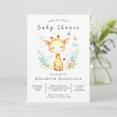 Moderne afdrukbare Giraffe Baby shower Kaart (Staand voorkant)