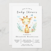 Moderne afdrukbare Giraffe Baby shower Kaart (Voorkant / Achterkant)