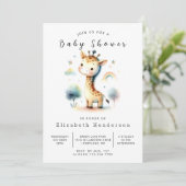 Moderne afdrukbare Giraffe Baby shower Kaart (Staand voorkant)