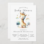 Moderne afdrukbare Giraffe Baby shower Kaart (Voorkant / Achterkant)