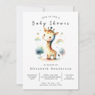 Moderne afdrukbare Giraffe Baby shower Kaart