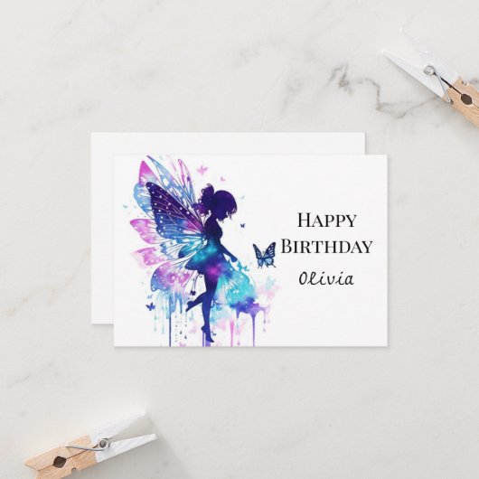 Moderne afdrukbare grillige Fairycore Verjaardag Kaart (Voorkant / Achterkant in situ)