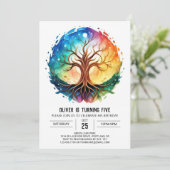 Moderne afdrukbare levensboom Verjaardag Kaart (Staand voorkant)